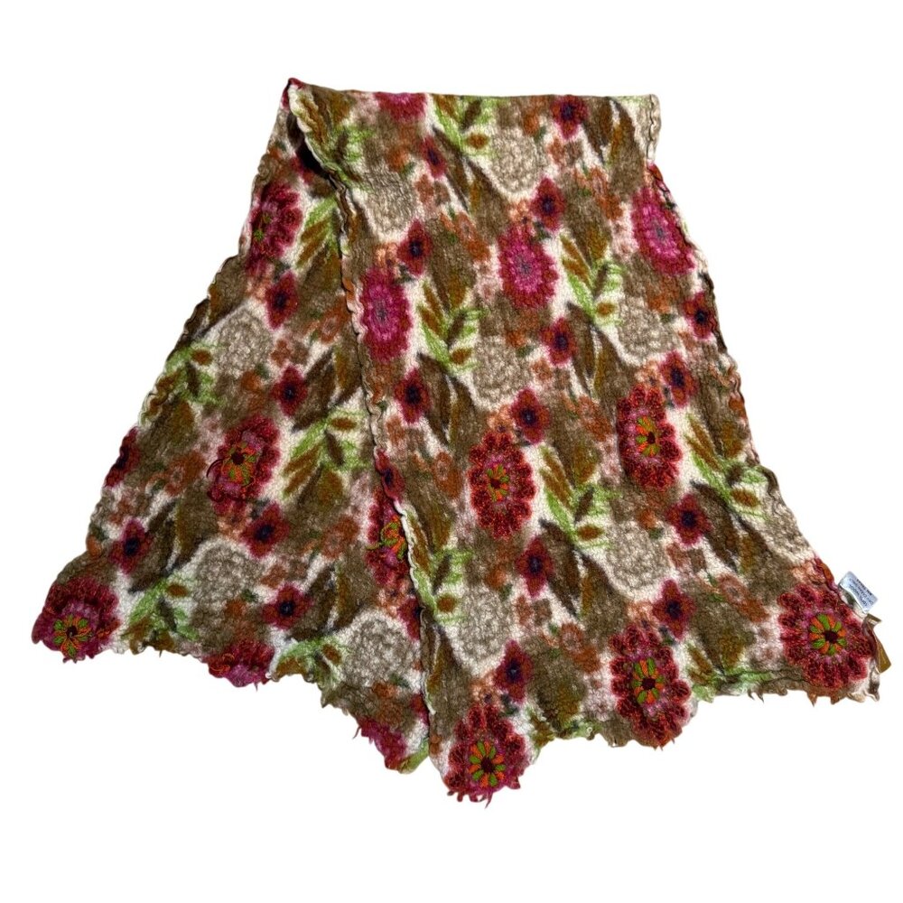 Francesca Bassi Women's Wrap Scarf Wool Colorful Floral Knitted Shawl Winter